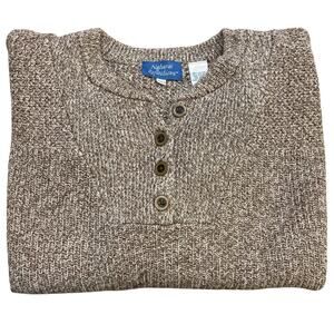 Vintage Natural Reflections Sweater Oatmeal Heather Tan Henley 2XLG Cotton Women